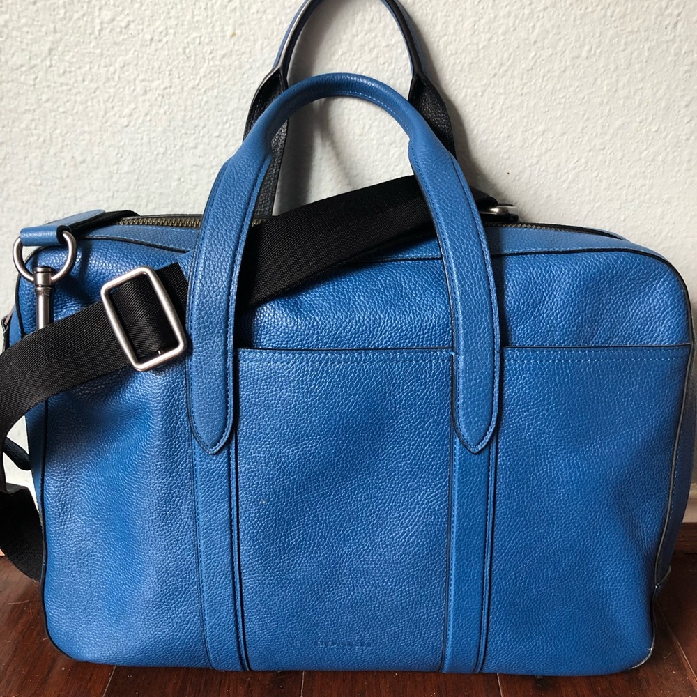 Coach Hamilton blue pebbled leather messenger bag